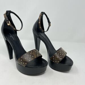 Louis Vuitton Afterglow LV Studded Monogram Platform Sandal High Heel size 40 EU
